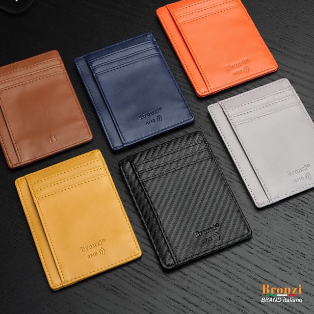 Detalle 2 de Bronzi Portafoglio Uomo Slim Piccolo con protezione RFID e portamonete, box regalo