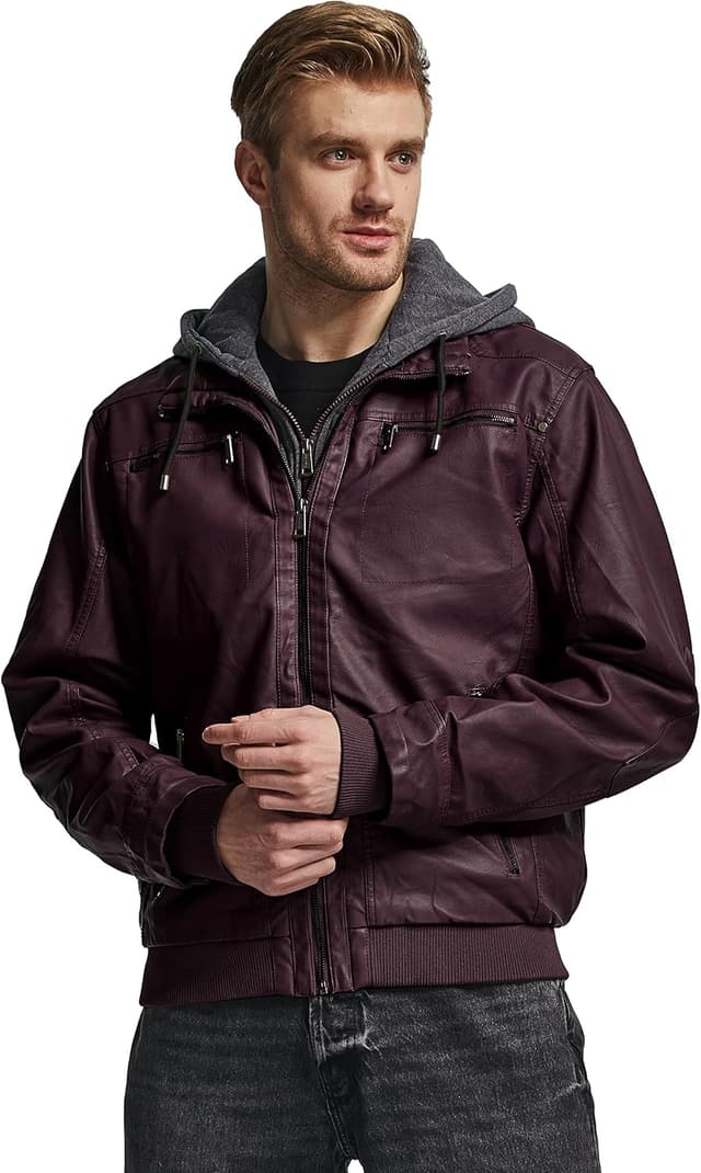 Detalle 2 de wantdo Men's Faux Leather Jacket