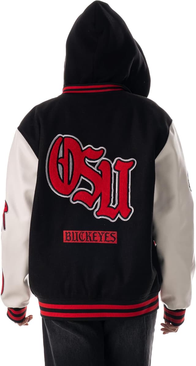 Detalle 2 de The Wild Collective Unisex Ohio State Varsity Jacket with Hood