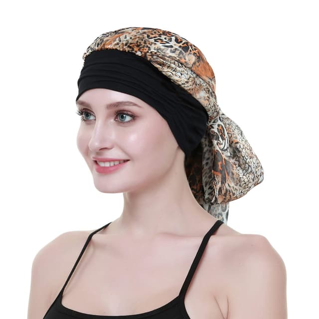 Detalle de FocusCare Damen Chemo-Turban, Mütze/Schal-Kopfbedeckung gegen Haarausfall – Bambus-Viskose
