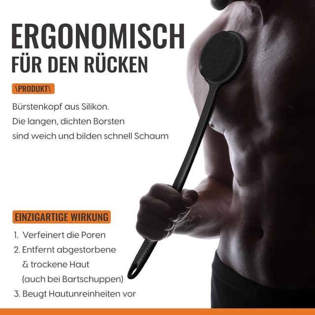 Thumbnail 2 de Silikon Rückenschrubber mit langem Griff zur Dusche