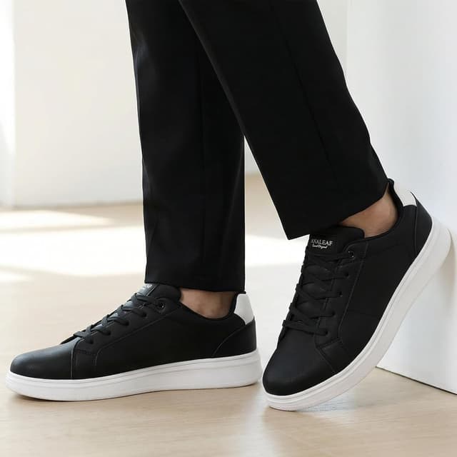 Detalle de ANALЕAF Hommes Sneakers en similicuir, confort respirant et semelle TPR antidérapante (UE 41 à 46)