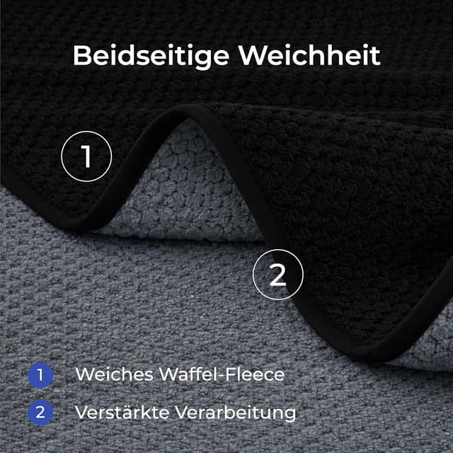 Detalle de Dreamzie wasserdichte Hundedecke für Bett, Auto & Outdoor 80x100 cm – Wende-Design, Sherpa Fleece, maschinenwaschbar (schwarz)
