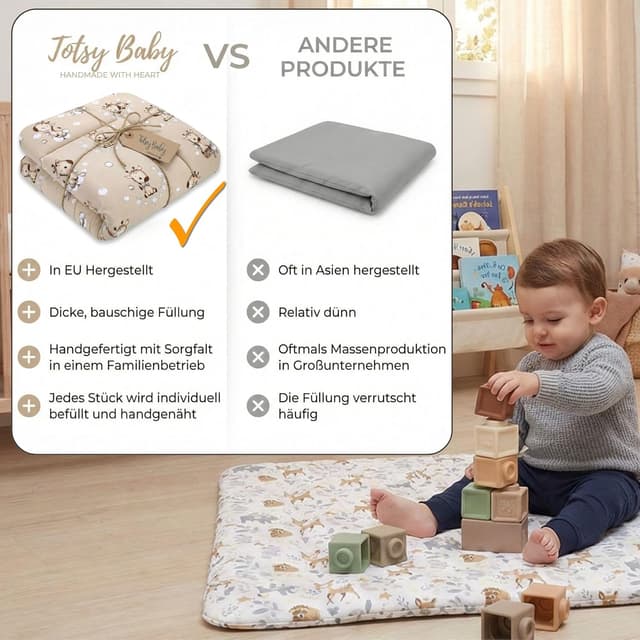 Detalle 2 de Totsy Baby tapis d’éveil 100 cm en coton, pliable et lavable (certificat Oeko-Tex) – motif girafes