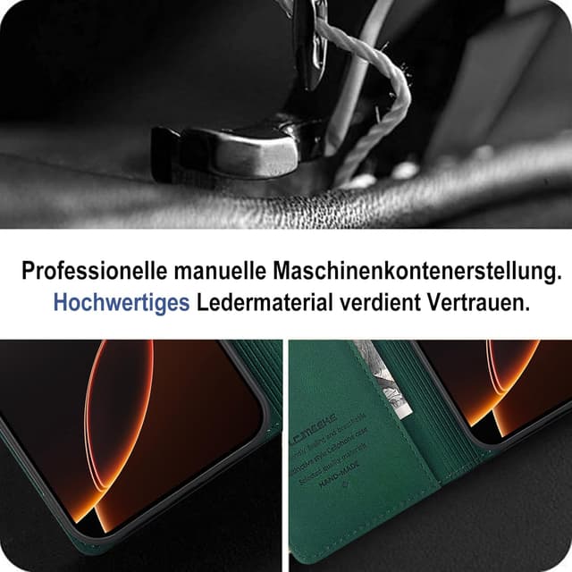 Detalle de Giyer Handyhülle für iPhone 16 Pro Max mit Kartenfach und Schutzfolie – Grün, Standfunktion