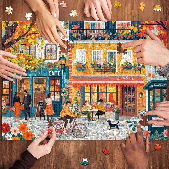 Detalle 2 de HUADADA Jigsaw Puzzles 1000-piece romantic street puzzle 🧩