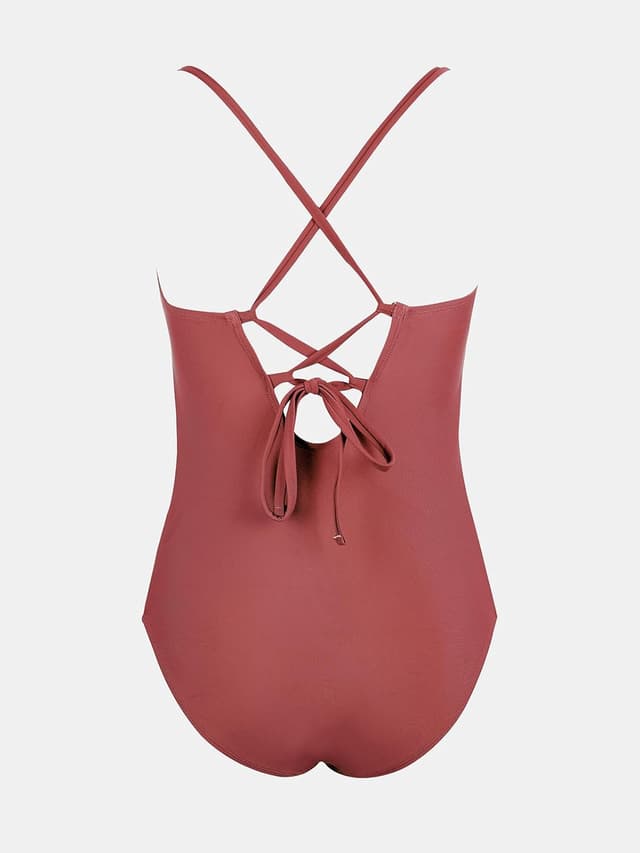 Thumbnail 6 de CUPSHE maillot de bain une pièce de maternité à encolure dégagée, festonné et laçage croisé dans le dos