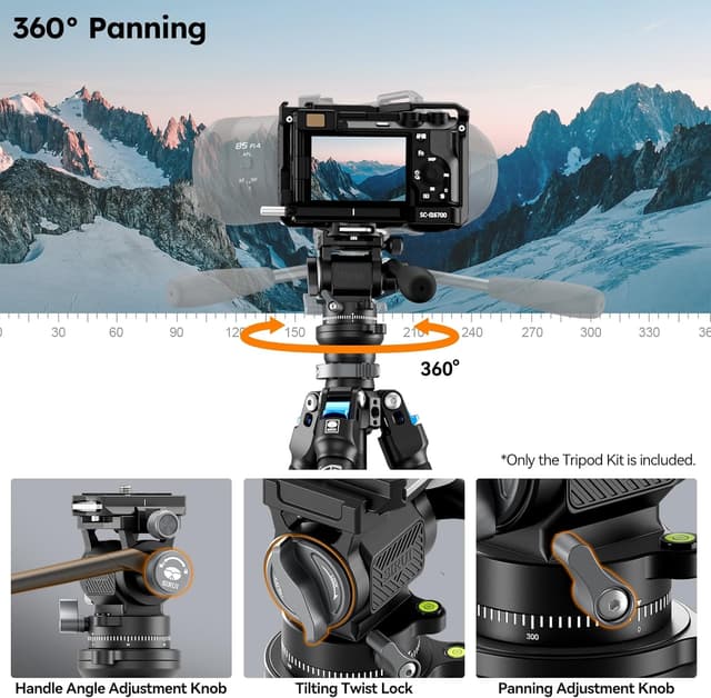 Detalle 1 de Sirui L-224FL+KV-5 Carbon-Reisestativ Set 1,43 kg