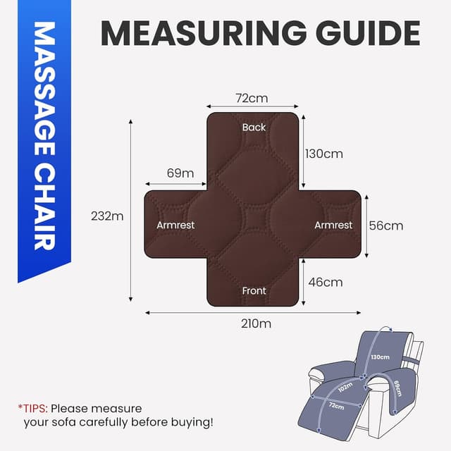 Detalle de Housse de fauteuil relax inclinable électrique 1 place Ystyle 100% étanche, antidérapante et lavable (café)