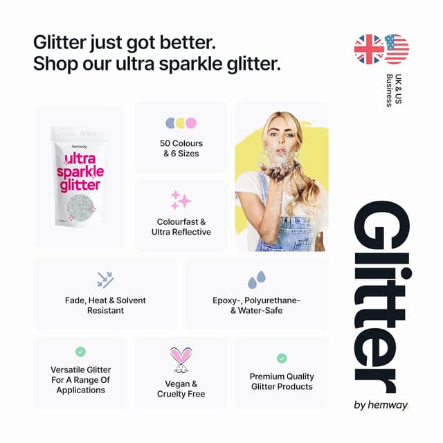 Detalle de Hemway Ultra Sparkle Glitter Silver Holographic 100g