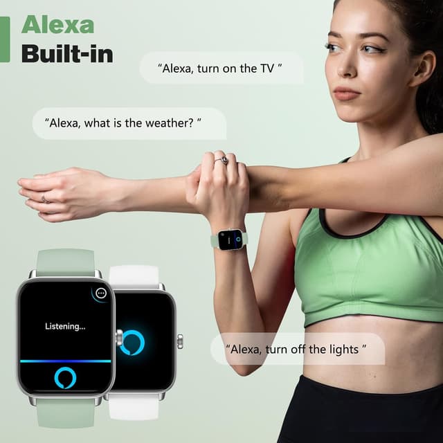 Detalle de Smart Watch for Men & Women Fitness Tracker with Bluetooth Call & Alexa Built-in (Green)