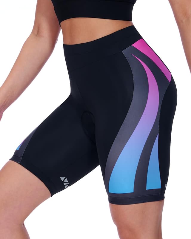 Detalle 2 de Sportneer Radlerhose Damen gepolstert – schnelltrocknend mit Sitzpolster 4D und reflektierenden Streifen