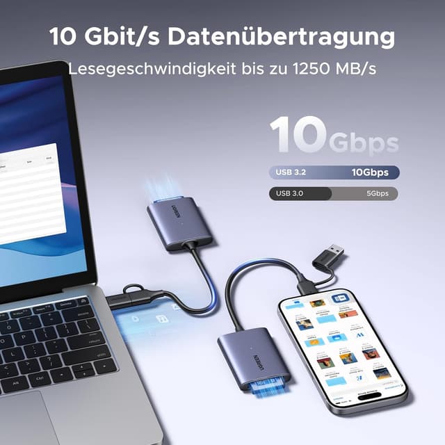 Detalle 2 de UGREEN CFB CFexpress Type B Kartenleser 1250MB/s