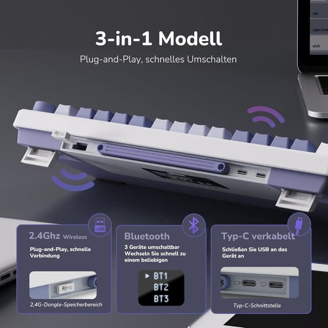 Detalle 2 de RK ROYAL KLUDGE M75 kabellose Gaming‑Tastatur 75% ⌨