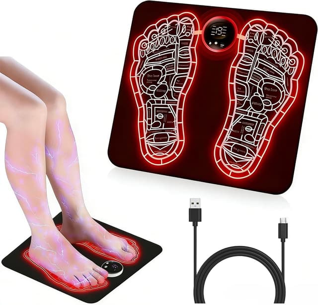 Detalle de Masseur de pieds EMS (bioélectrique) avec 8 modes et 19 fréquences réglables, charge USB et design ergonomique