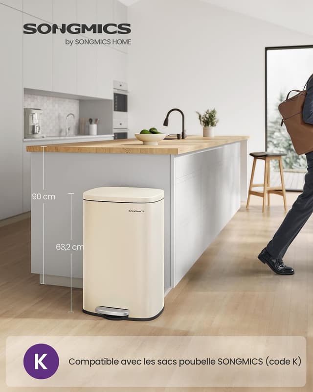 Detalle 2 de SONGMICS Poubelle cuisine 50 L