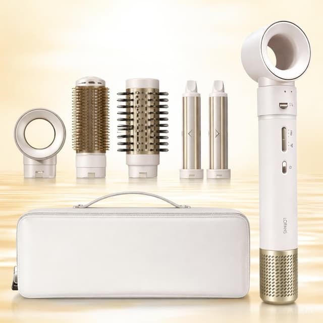 Detalle de 5 in 1 Multi Hot Air Styler Wrap (110,000 RPM) 5-in-1 Hair Dryer Brush with Auto Wrap Curlers & Travel Case