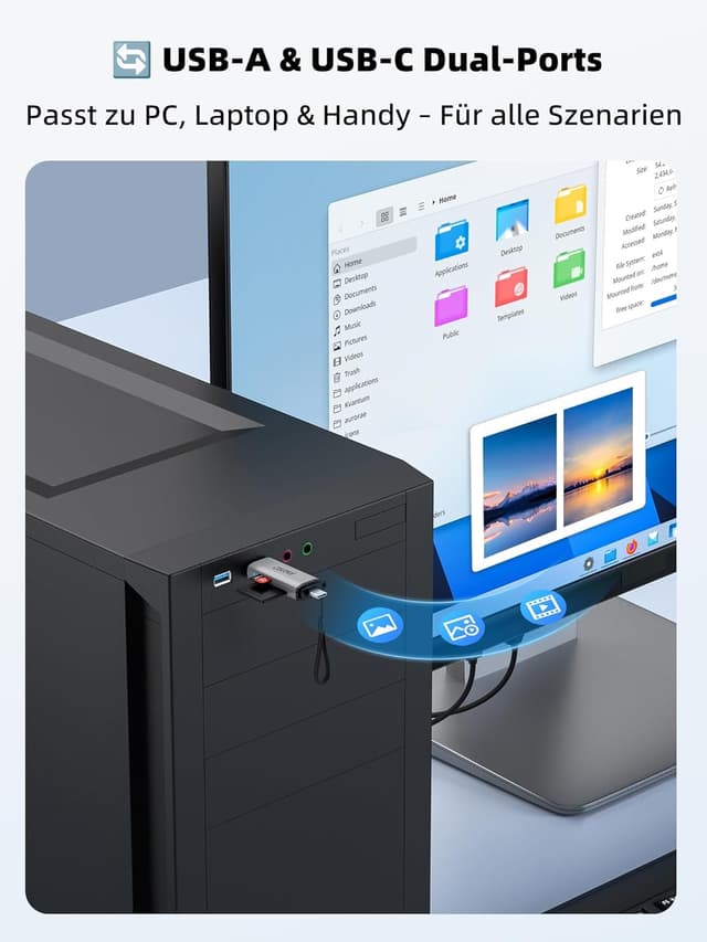 Thumbnail 6 de DSRKE SD Kartenleser USB 3.0 Dual Stecker 104 MB/s