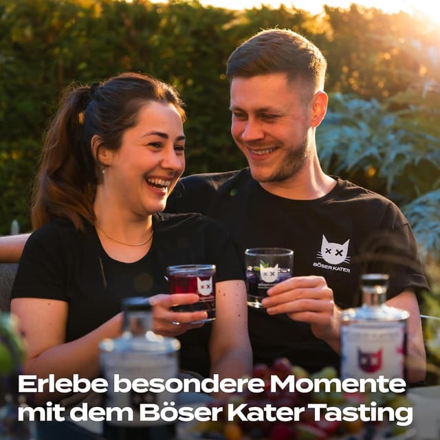 Detalle 2 de BÖSER KATER Farbwechsel Gin Tasting-Set in Geschenkbox (für bis zu 5 Personen) mit 100-ml Miniaturen