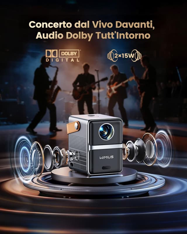 Detalle de WiMiUS P61 Pro Smart Proiettore Portatile 4K 700ANSI con Netflix e Dolby, Wi‑Fi e Bluetooth