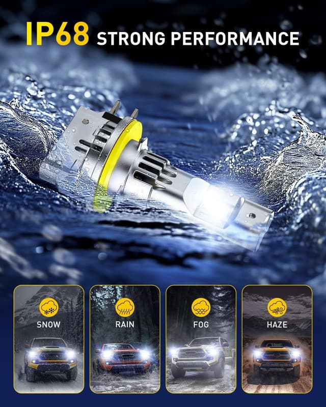 Detalle 2 de AUXITO H11B LED Light Bulbs (H8B/H9B Size 1:1), 6500K Cool White, Plug & Play Pack of 2