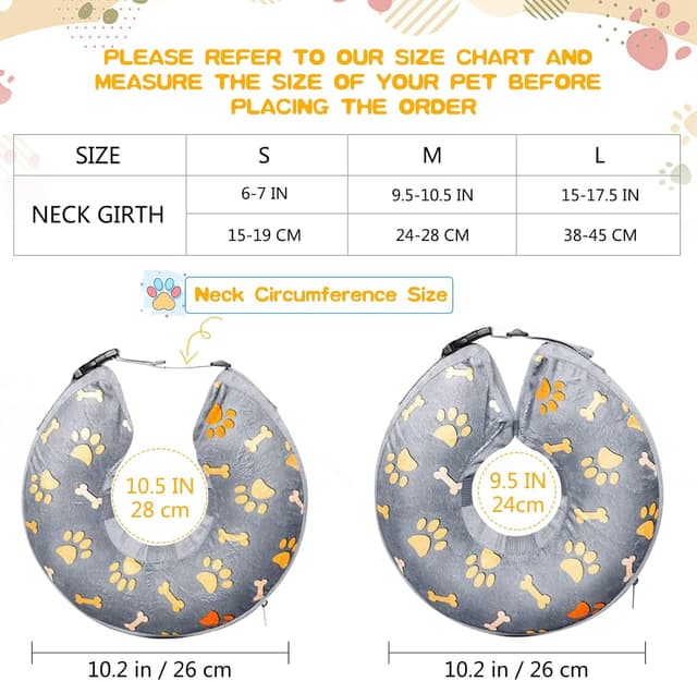 Detalle de Inflatable Recovery Collar for Dogs & Cats (Medium) – Soft donut design to stop licking and biting wounds