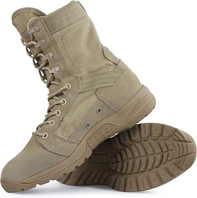 Detalle 2 de QUNLON Men’s Military Tactical Boots – Durable ankle boots for outdoor work & motorcycle riding