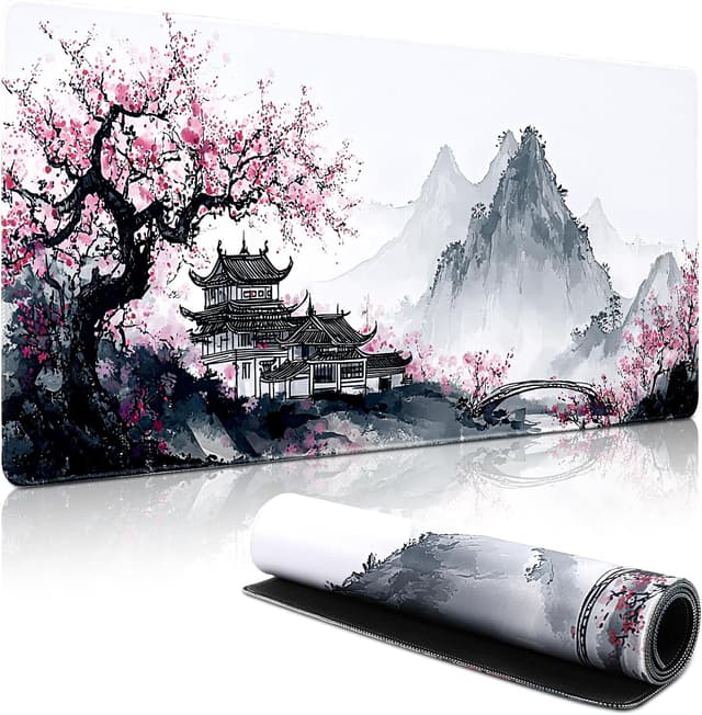 Detalle de Yimomoyi Mauspad XXL 900x400 mm (E90) mit vernähten Kanten – für Gaming, Arbeit & Studium