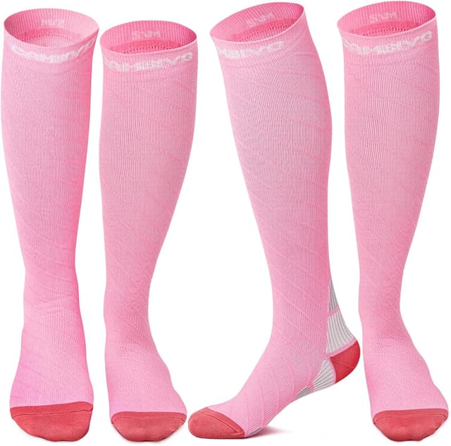 Detalle de CAMBIVO Kompressionsstrümpfe (2 Paar) für Damen & Herren – Stützsocken für Sport, Flug und Reise