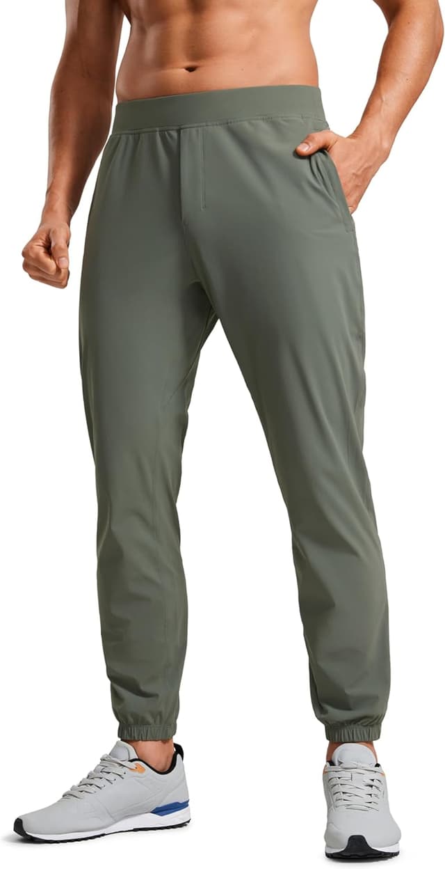 Detalle de CRZ YOGA Jogging léger homme avec séchage rapide, poches zippées – sauge grise (M)