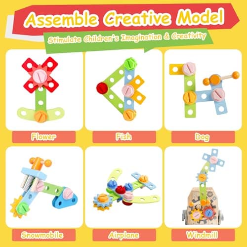 Detalle 2 de Caja Herramientas Infantil Coche de Madera 39 Piezas