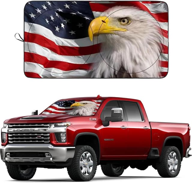 Detalle de SEPORUD Windshield Sun Shade (American Eagle Flag) Folding Car Front Sunshade for SUVs, Trucks, and Cars
