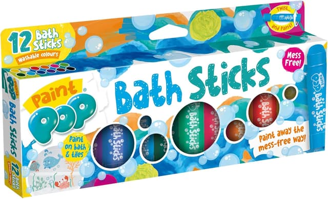 Detalle de Paint Pop Bath Sticks for Kids – 12 washable bath crayons for mess-free creativity (3+ years)