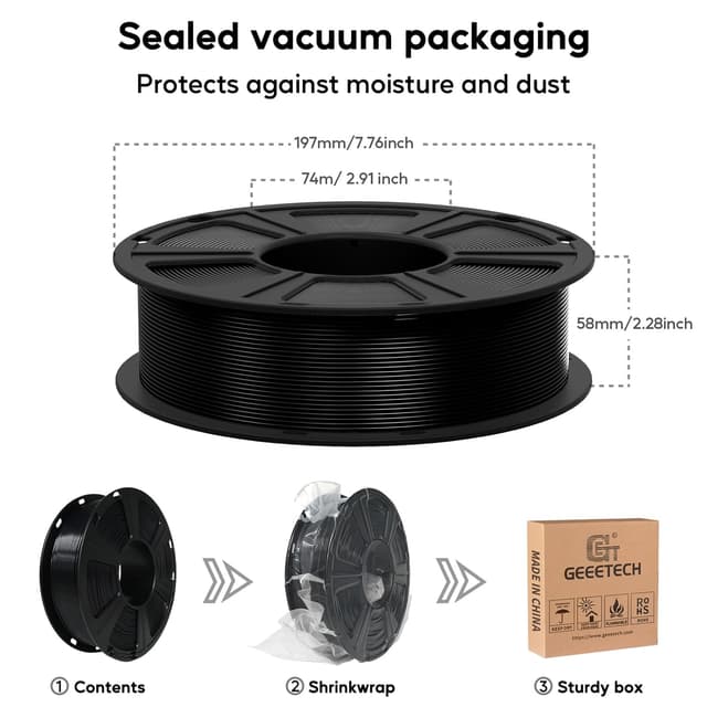 Detalle 2 de GEEETECH Upgrade PLA Filament 1,75 mm, transparent, 1 kg (vakuumverpackt)
