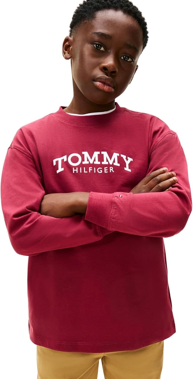 Detalle 2 de T-shirt manches longues Tommy Hilfiger Monotype Print en coton régénératif – garçon