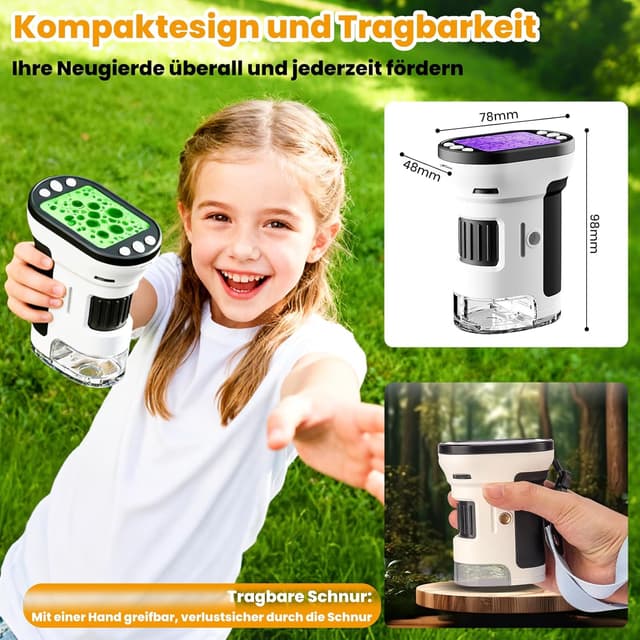 Detalle 2 de FIVAVA 1000X tragbares Kinder‑Mikroskop 1000x