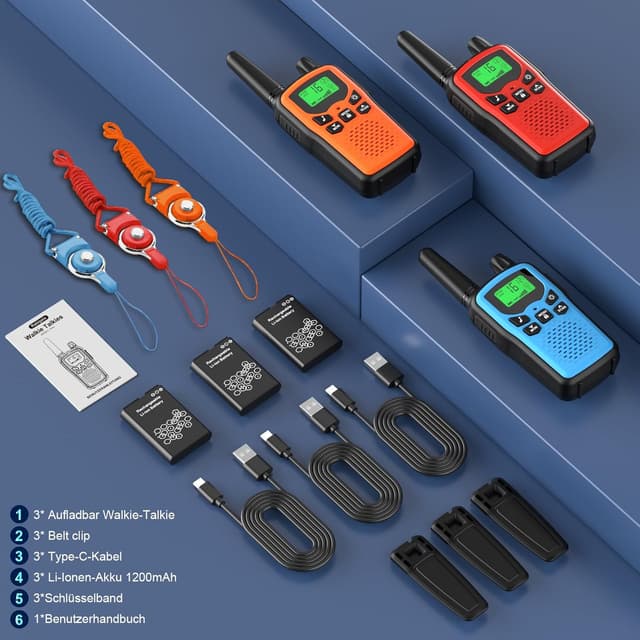 Thumbnail 5 de Rabigala Walkie Talkie 3er Set Kinder 5 km Reichweite