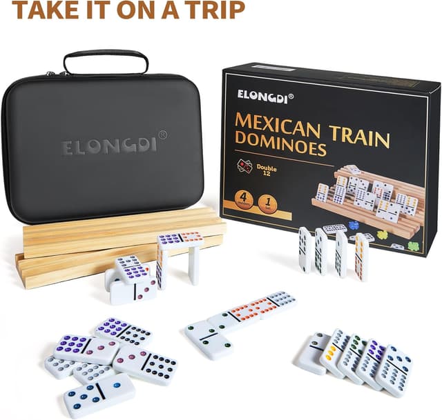 Thumbnail 5 de ELONGDI Mexican Train 91 tiles domino set 🎲