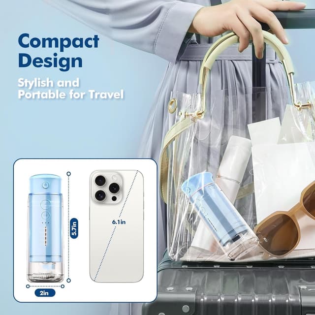 Detalle 2 de Bezvoi Water Flosser Cordless Travel mini oral irrigator with telescopic water tank (IPX7, 5 modes)