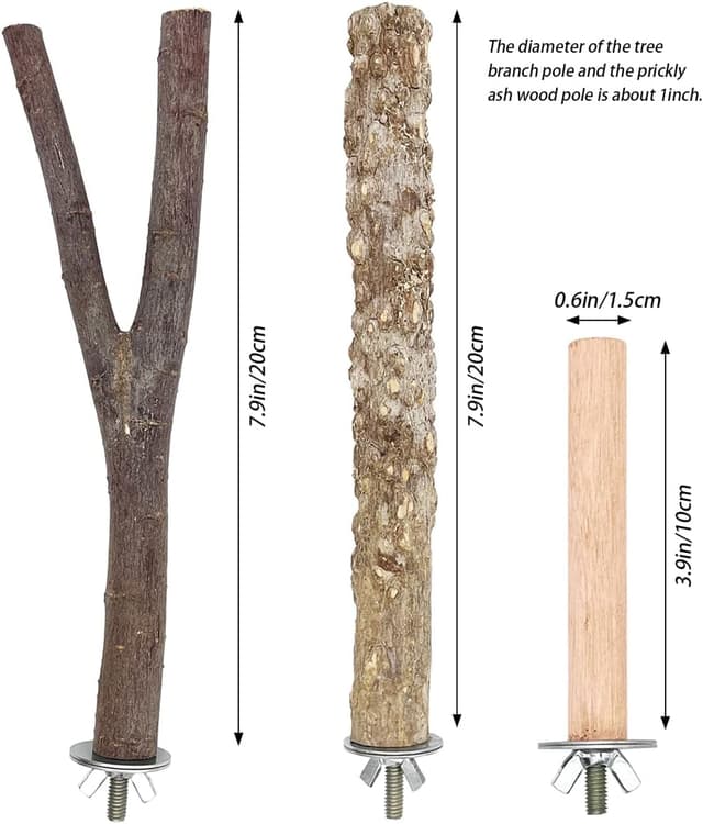 Thumbnail 1 de Natural Wood Bird Perch Set 6 pcs for Small Birds 🐦