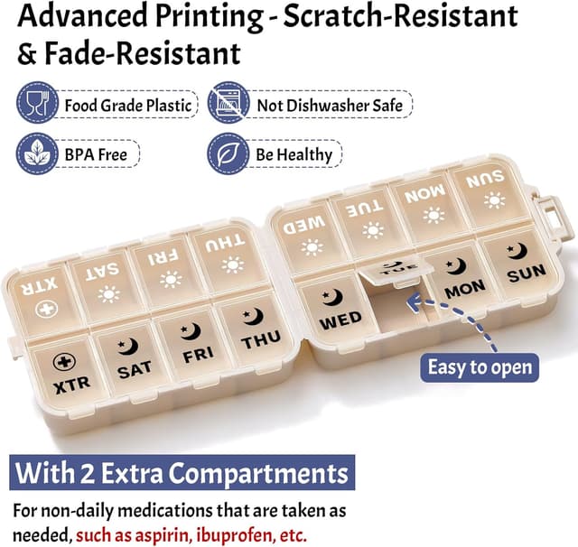 Thumbnail 3 de Foldable Weekly Pill Organizer with 2 Extra Compartments