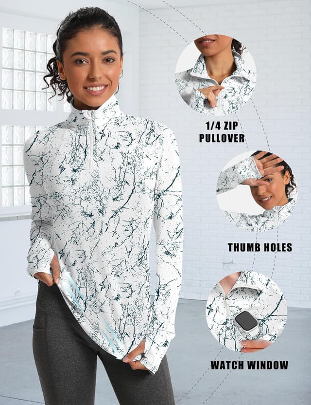 Detalle 1 de IECCP Women’s Long Sleeve Golf Shirts 1/4 Zip Sun Protection Quick Dry Pullover