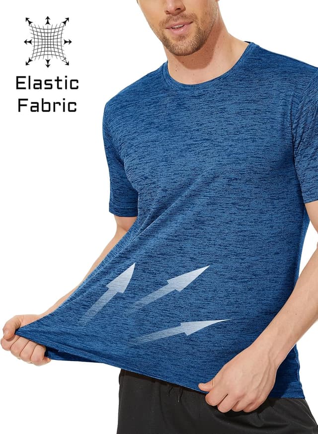 Detalle de MAGCOMSEN Herren Sportshirts Kurzarm – schnelltrocknendes Funktionsshirt aus Polyester für Laufen, Fitness & Alltag