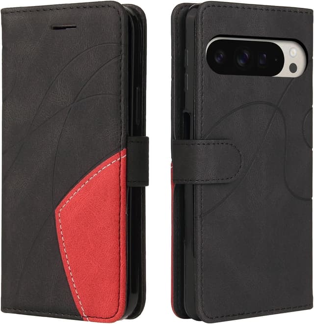 Detalle de CXTCASE Handyhülle für Google Pixel 10 Pro XL – Klapphülle mit Kartenfächern und Kickstand, Schwarz