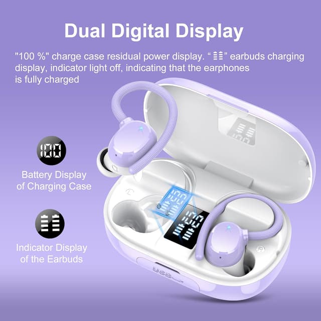 Detalle de Lekaby Bluetooth Sport-Kopfhörer Q22 (Bluetooth 5.3) mit ENC-Mikrofon, IPX7 und langer Akkulaufzeit