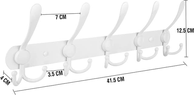 Detalle 2 de LYLIN porte-manteau mural en acier inoxydable 304 – patères à crochet blanches (15 crochets)