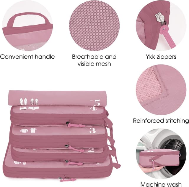 Detalle 2 de ECOHUB Kompression Koffer Organizer Set Rosa