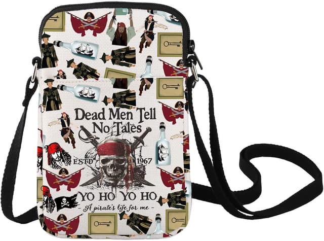 Detalle de LEVLO Jack Sparrow crossbody bag (Angelica & Jack fans gift) – canvas pirate shoulder bag