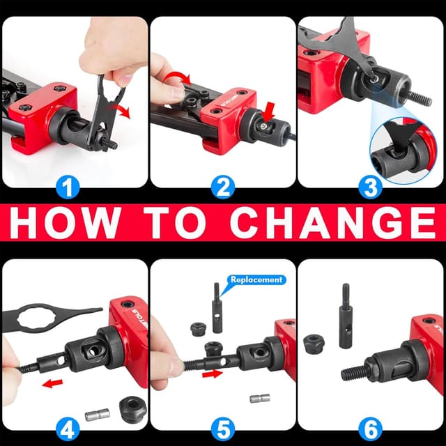 Detalle de WETOLS Rivet Nut Tool Kit (14-Inch) with 7 Metric & SAE Mandrels, 70-Piece Rivnut Assortment
