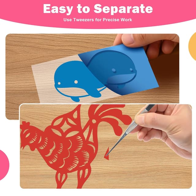 Detalle de Nuangoo 48 fogli di vinile termoadesivo per Cricut (30,5×20,5 cm) – 24 colori per tessuti e progetti fai-da-te